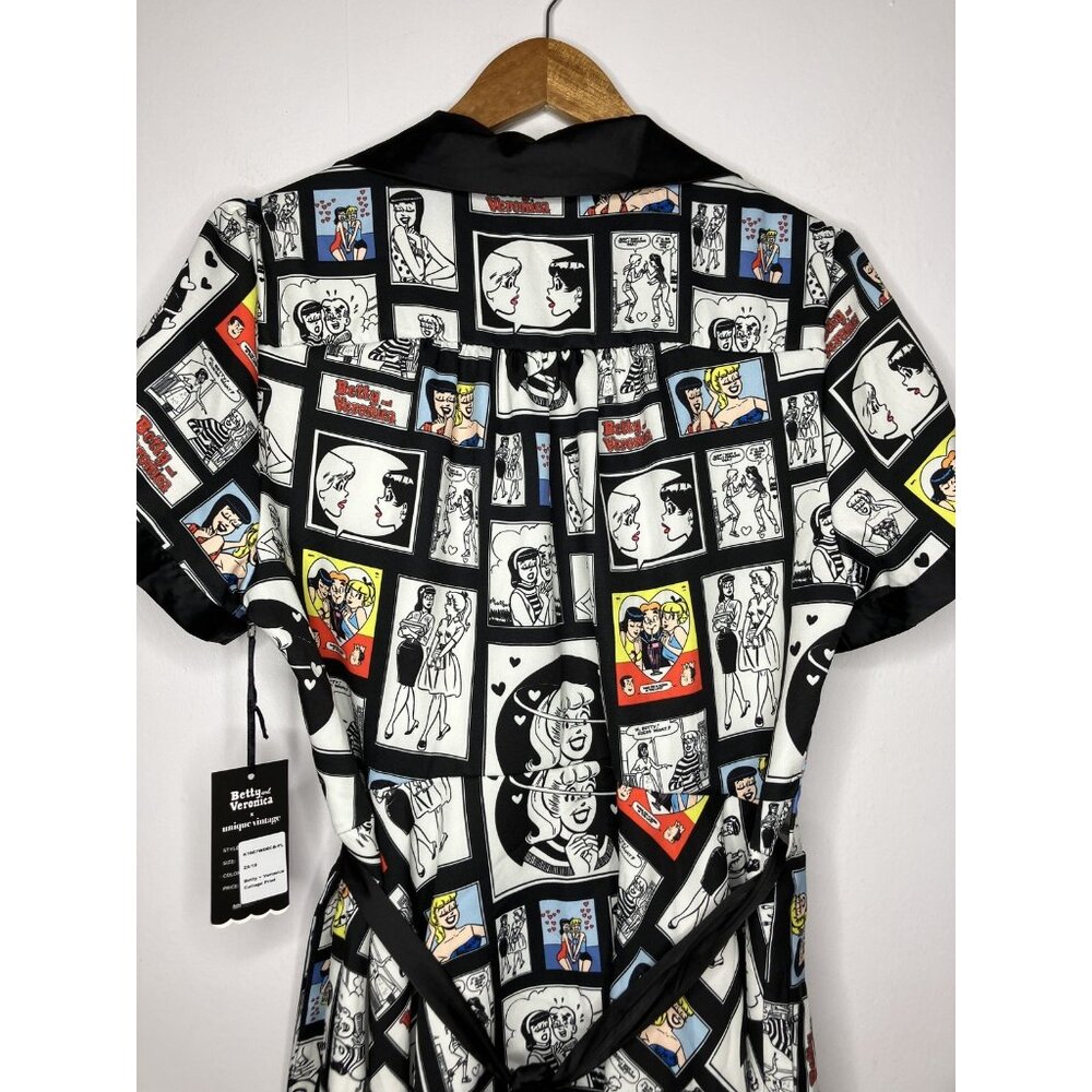 Unique Vintage Betty & Veronica Archie Comic Wrap Dress Plus Size 2X 18 Black - Picture 11 of 13